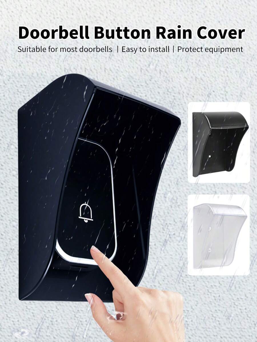 1pc Wireless Doorbell Button Waterproof Rain Cover, Black/Transparent Color Options, Windproof And Rainproof Protective Shell, Suitable For Doorbell Button, Doorbell, Doorbell Accessories, Doorbell Waterproof Cover