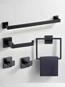 1pc Thickened Square Tube Bathroom Storage Hook, Stainless Steel Towel Ring, Toilet Paper Holder, Bathroom Hanging Rack