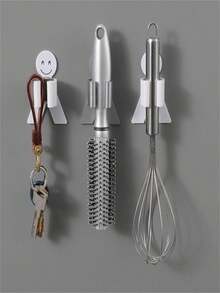 1pc Mop Rack, Smiling Mop Rack, Multi-Functional Mop Hook, Bathroom Mop Hook, Traceless Wall Glue Hook,Bathroom Accessories - Multicolor - View 3