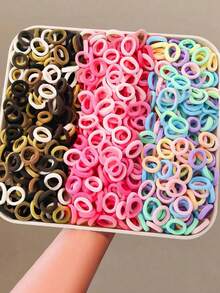 300pcs/Pack Mixed Color Hair Ties, High Elasticity & Non-Damaging Hair Bands