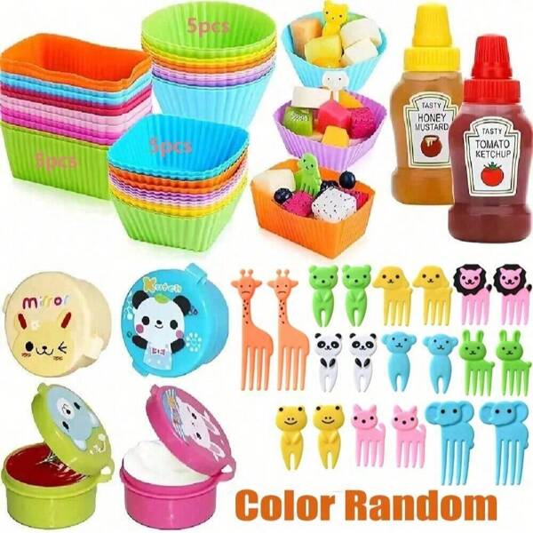 20/30/32/40 piezas Pincho de comida con diseños de animales de dibujos animados y frutas, color aleatorio, tenedor de plástico para el hogar, restaurante, picnic, fiesta, accesorios para el almuerzo