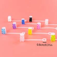 Silicone Bear Straw Caps, Acrylic Crystal Clear Silicone Bear Straw Caps, Straw Sleeves, Silicone Straw Clips - Multicolor - View 3