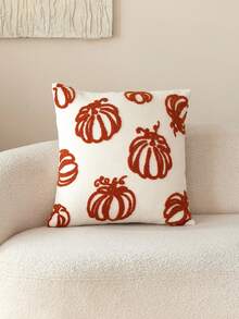 1pc Thanksgiving Beige Pumpkin Embroidered Throw Pillow Cover, Suitable For Indoor Decor, Harvest Festival Decorative Pillow Cover, Pillow Insert Not Included - Beige - View 6