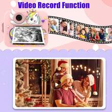 儿童即时打印相机，1080P 高清视频录制，适合幼儿的高清数码摄像机，数码变焦，适合 4 5 6 7 8 9 10 岁女孩的便携式玩具，适合 3-12 岁男孩和女孩的圣诞节生日礼物 - 彩色 - 查看 9