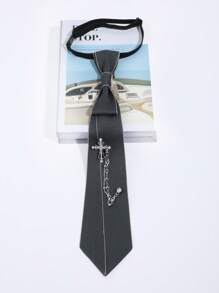 1 Stück Vintage Strass-besetzte Sterne, Mond, Sternenlicht/Kreuz abnehmbare Schleife, einfarbige leicht zu tragende Krawatte, geeignet für Lässig, Business, täglichen Gebrauch