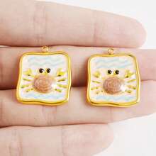 1pc/2pcs Luxury Delicate 304 Stainless Steel Electroplated Pendant Charms, Suitable For DIY Jewelry, Jewelry Making, Crafts - Ocean Life, Cherry, Flower Designs - Color - View 47