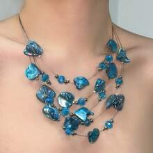 Shell Necklace Irregular Bohemian Style Collarbone Chain Niche Simple Elegant Personality Versatile Fashion Neck Chain, Suitable For Daily Festival Party Wear - Màu xanh lam - Xem 9