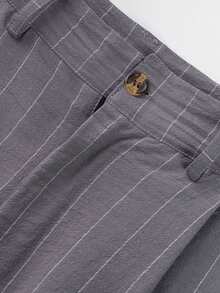 Mens Straight Fit Chino Pants Mid Rise Stripes Print Dress Pants Flat-Front Linen Pants