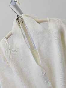 性感露肩挂脖吊带背心，短款针织毛衣上衣 - 白色 - 查看 9