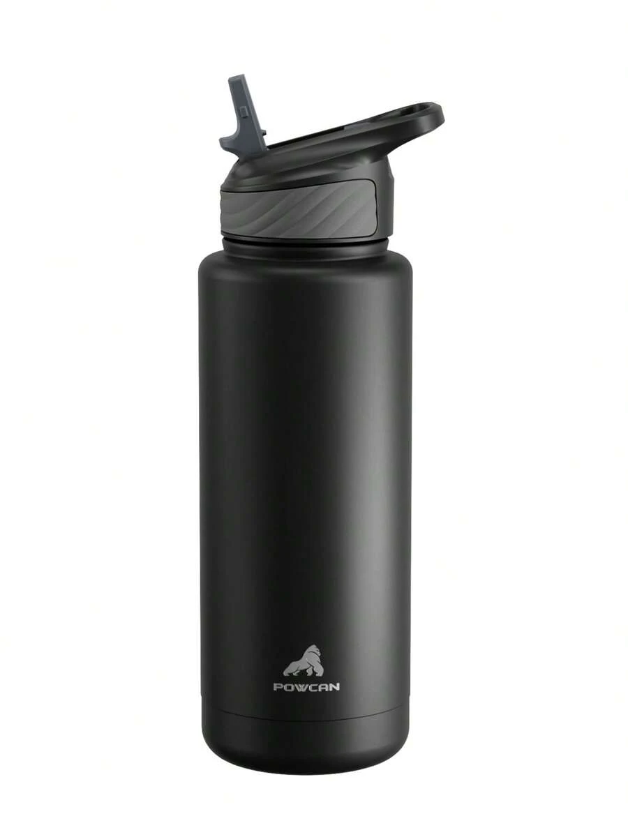 40 oz Insulated Tumbler with Straw – Stainless Steel Water Bottle, Leak-Proof Double Wall Coffee Cup, Keeps Cold for 24H, Fits Car Cup Holder, Reusable Travel Mug for Sports, Gym, School, and Travel - 黑色 - 查看 1