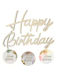 1 件黑漆镂空木质生日快乐字母标牌，复古乡村生日派对装饰背景墙照片道具 - 黑色 - 查看 14