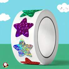 2Roll 1000pcs Colorful Laser Star Stickers Hand Decorated Christmas Holiday Birthday Party Gift Seal Label Stickers - Multicolor - View 8