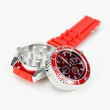 1pc 40mm Red Creative Watch Shaped Metal Grinder, 2-Layer Metal Herb Grinder, Tobacco Grinder - Red - View 7