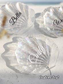 1pc Customized Jewelry Tray, Iridescent Shell Dish, Glass Plate, Crystal Jewelry Dish, Photography Prop, Creative & Exquisite, Customized Jewelry Tray - Multicolor - View 4