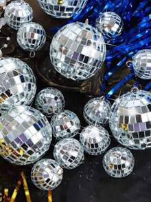 10pcs Disco Ball Set In Assorted Sizes - 1.18/1.57/3.15 Inches - Various Round Silver Disco Balls, Suitable For 70s 80s Disco Themed Birthday, New Year, Party, Home Decor, Christmas Gifts, Disco Ball Decorations Christmas Decorations Room Decor Winter Christmas Decorations Home Christmas Gifts Christmas Decor