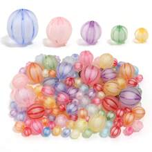 10/30/100pcs Acrylic Pumpkin Beads, DIY Craft Jewelry Making, Halloween Decor Materials, Candy Colors, 8-20mm - Random Color Mixing - View 5