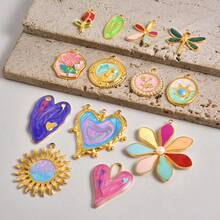 1pc/2pcs Luxury Delicate 304 Stainless Steel Electroplated Pendant Charms, Suitable For DIY Jewelry, Jewelry Making, Crafts - Ocean Life, Cherry, Flower Designs - Color - View 3