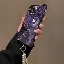 Moonlit Floral Mobile Phone Case, Designed With Lace And Star Accents, Suitable For IPhone 16, 15, 14, 13, 12 And 11 Pro Models, Made Of TPU Material, And Provides Shockproof Protection. Perfect For Family, Friends, Children, Birthdays, Spring, Holidays, Boyfriends, Girlfriends, And Valentine's Day Gifts. - Màu tím - Xem 6
