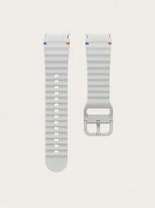 1pc Two-Tone Silicone Wave Pattern Smartwatch Band Strap, Compatible With Samsung Galaxy Watch 4/5/6/7 40mm/42mm/43mm/44mm/45mm/46mm/47mm/5 Pro, Light Gray