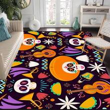 1pc Thickened 0.47 Inch/1.2cm Happy Cute Colour Skull And Musical Instruments Pattern Kitchen Mat, Non-Slip Polyester Floor Mat, Entrance Door Mat, Suitable For Laundry Room, Bedroom, Game Room Day Of The Dead Decoration - Multicolor - View 16