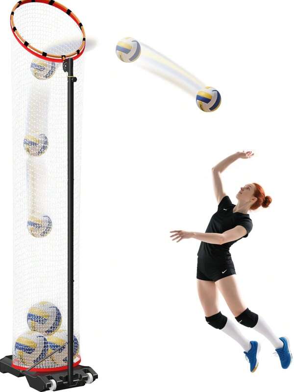 GCCSJ Volleyball Training Equipment,Setter Trainer Net,Volleyball Practice Net,Adjustable Volleyball Training System - Professional Movable Setter Trainer Net With 10.2ft Ball Return | Serve & Spike Practice Equipment For Indoor/Outdoor Use | Height & Angle Customization For All Skill Levels - Perfect For Coaches, Teams & Solo Players"