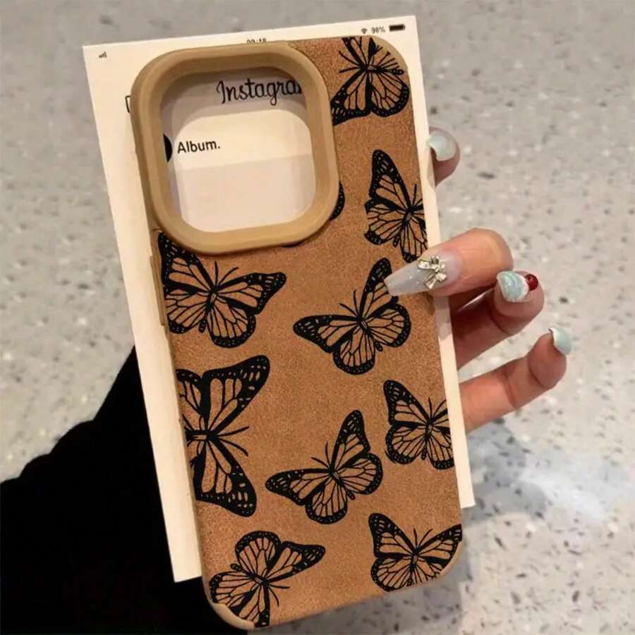 Diseño negro Teléfono con lente alta 15 Plus X 11 Pro XS 16 14 13 12 Cuero sintético suave todo incluido - Colores mixtos 1 - Ver 1