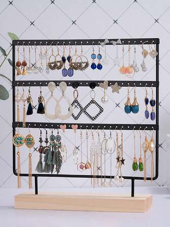 1pc-Iron Jewelry Storage Rack 72-Hole Earrings Storage Rack Dresser Jewelry Storage Rack Sun Travel Cool ,For Storing And Displaying  Earrings , Earring Display Stand, Suitable For Home Storage Or Jewelry Retail, Valentine's Day Gift.