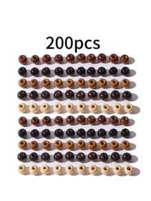 200 pièces Grandes perles en bois de 5 couleurs pour bracelets DIY, colliers, artisanat, également adaptées pour le tissage de coussins, polyvalentes et décontractées - Multicolore - Voir 10