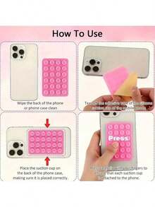 1个硅胶手机支架，带24个迷你吸盘，适用于所有手机：自拍和视频拍摄的粘性手机支架，可安装在淋浴间或墙壁上，是送给朋友和圣诞节的理想礼物，兼容、安卓手机，也是生日、送给家人和朋友的礼物。手机支架，手机配件，粘性手机支架 - 彩色 - 查看 5