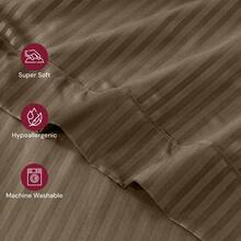 Lux Decor 4 Pc Stripe Bed Sheets High GSM Brushed Microfiber Sheets - Elevate Your Sleep Experience With Deep Pocket Bedding Sheets & Pillowcases-Graduation Gifts, Home Decor, Back-To-School Gift, Valentine's Day Bedroom, Spring Bedding Refresh, Guest Room Essentials, Dorm Room Bedding, Premium Bed Linens, Easy Care Sheets, Hypoallergenic Fabric, Year-Round Comfort, Master Bedroom Update, Matching Bedding Set, Hotel Quality Linens, Everyday Use, Classic Look, Home Basic - 棕色 - 查看 9