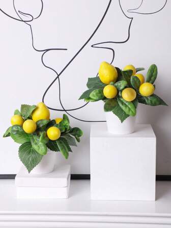 1pc/3pcs Lemon Potted Plant,PP Pot,PE Material,Green,Yellow,Gift,Table Decoration,Home Decoration,Garden Decoration,School Dormitory Office Decoration,Outdoor Party Event Holiday Birthday Party Decoration,Home Door Hotel Restaurant Living Room Bedroom Wedding Kitchen Garden Decoration,Suitable For Valentine's Day,Spring/Summer Decoration,Spring Festival Decorative Ornaments,Green Decoration Back To School Room Decor School Supplies