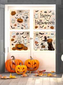 102 Stück - Halloween Fensteraufkleber Vintage Geist Böser Kürbis Fledermaus Wiederverwendbare Fensteraufkleber für Halloween Herbstparty Zubehör Heim Glasdekoration, 8 Blatt Halloween Fensterdekoration - Aufkleber, Kürbis & Geist Aufkleber für Partyraum Dekoration Heim Dekoration Wanddekoration Wandaufkleber Halloween Dekoration Herbstdekoration Halloween Dekorationen