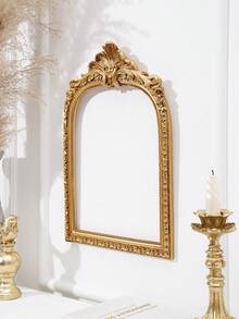 1 szt. Europejski styl 3D kwiatowy wzór złoty łuk dekoracyjny rama, materiał żywiczny, europejski styl tło ścienne, dekoracja domu, nadaje się do rekwizytów fotograficznych, mały wystrój domu, dekoracja w klimacie festiwalowym