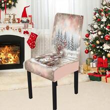 1/4/5/6/7/36件冬季雪人、浆果、松林印花椅套/座垫套装，适用于室内家居、餐厅、酒店，是现代日常装饰的理想之选。桌布适合方形餐桌，弹性椅套可水洗。 - ZYT-190 - 查看 8