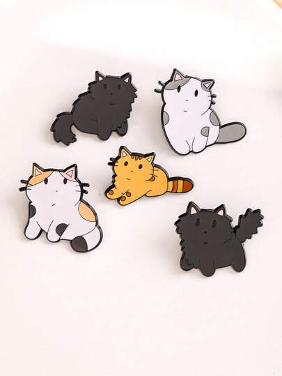 1 件/5 件可爱卡通猫咪动物胸针，创意搞笑猫咪金属徽章，适用于衣服、帽子、围巾、包包装饰配件万圣节珠宝服装配饰包包饰物办公室配件圣诞礼物