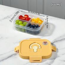 1pc Transparent Plastic Divided Lunch Box With Handle, Portable Leak Proof Bento Box With Compartment, Microwave Fruit Salad Food Storage Container Lunch Container, Meal Prep Box For StudentAdult Use In Home, Office, Camping, Picnic, Back To School - Multicolor - View 26