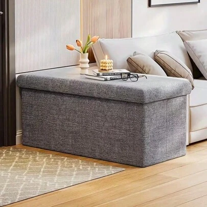 XIESHOU 1pc Foldable Storage Ottoman - A Durable Fabric Storage Rack, Great For Storing Shoes, Blankets Or Seasonal Items