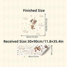 1pc Cute Teddy Bear Wall Decals With Balloons - Cloud And Star Nursery Decor, Removable Vinyl Kids Room Stickers & Balloon Wall Stickers - Multicolor - View 13