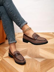 2025 Autumn Women's Round Toe Flat Loafers, Retro Thick Sole Casual Shoes, Student Flats - Multicolor - View 3