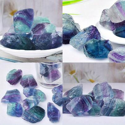 20PCS Natural Color Fluorite Crystal Minerals Landscape Rock Specimen Mineral Decorative Bulk Asymmetrical Shape Raw Stone Home Decor