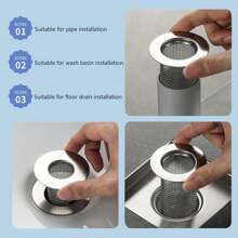 淋浴排水过滤器，地漏过滤器深水槽毛发收集器适用于厨房浴室阳台地漏适用于浴室水槽排水管过滤器不锈钢，地漏过滤器网篮过滤器羊毛收集器防堵塞渣过滤器 - 彩色 - 查看 5