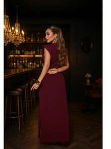 Long, Loose, Elegant, Casual Dress With Pockets In Sweatshirt Fabric With Fashionable Sleeves. - RED MOUTH - View 4
