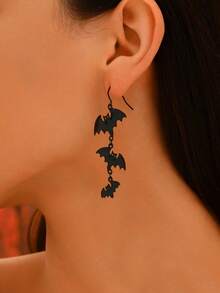 1 对万圣节新款女式耳环，趣味蝙蝠、蜘蛛、南瓜吊坠长款耳环，派对和节日独特配饰