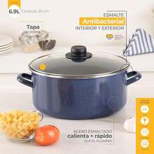 Ekco Cacerola para estufa de Inducción de Acero Esmaltado 24 cm - 6,9 litros - Ver 2