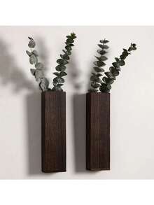 Wall Planters For Indoor Plants Wood Wall Decor For Bedroom Living Room Modern Farmhouse Wooden Pocket Wall Vases For Dried Flowers And Faux Greenery Plants - Brown - View 5