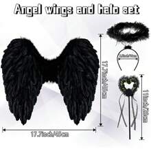 Angel Wings And Halo, Angel Costume For Woman Girls S Teens Angel Accessories For Halloween Party Cosplay