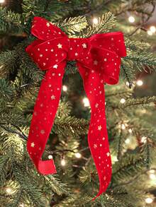 1卷圣诞天鹅绒丝带圣诞快乐字母麋鹿星2.18码天鹅绒圣诞丝带用于礼品包装圣诞树装饰工艺品花环用品家庭派对装饰配件