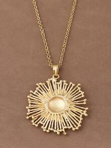 1 pieza Collar con colgante de flor grande de color dorado mate, estilo declarativo, adecuado para uso diario de mujeres, 24" de largo - oro mate - Ver 2