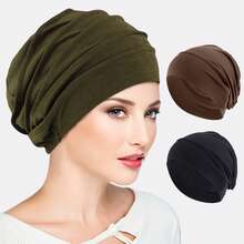 3 件装女士无檐便帽、化疗帽、睡眠帽、光头帽、穆斯林头巾帽，适合日常使用