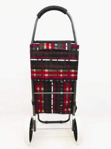 带隔热口袋的购物手推车，方便爬楼梯，防水，耐磨，高品质，带软轮，采用优质牛津布制成，有多种颜色可供选择，99 X 24 X 32厘米，高度99厘米，最大承重50公斤 - 紅色格子HK - 查看 2